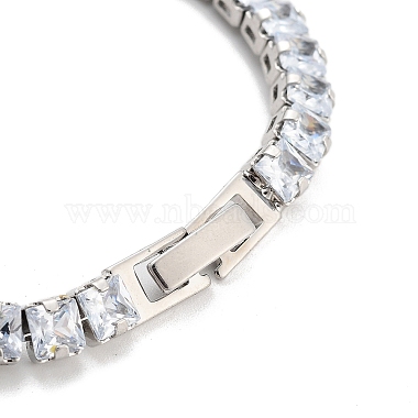 Brass Pave Clear Cubic Zirconia Square Link Bracelets(BJEW-B094-09P)-3