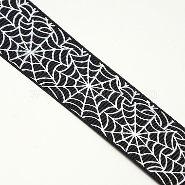 Halloween Ornaments Spider Web Pattern Printed Grosgrain Ribbons(SRIB-L005-25mm-02)-2