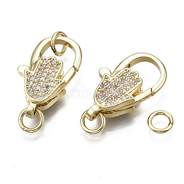 Brass Micro Pave Clear Cubic Zirconia Lobster Claw Clasps(KK-Q769-031-NF)-3