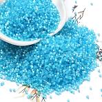 Imitation Cat Eyes Glass Seed Beads, Dyed, Cylinder, Deep Sky Blue, 1.6x1.3mm, Hole: 0.8mm, about 1333pcs/10g(X1-SEED-H003-03E)