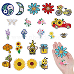 2 Sets 2 Styles Polyester Iron on/Sew On Patches, Hot Melt Adhesive, Cloth Appliques, Mixed Color, 13.5~67x11~67x1.5~2mm, 1 set/style(PATC-AR0001-16)