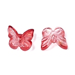 Electroplate Glass Beads, with Golden Foil, Butterfly, Red, 10x11x4mm, Hole: 1mm(EGLA-E059-E02)