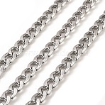 Aluminium Curb Chains, Unwelded, with Spool, Platinum, 11x7.5x2mm, about 32.81 Feet(10m)/Roll(CHA-C002-09P)