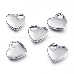 Tarnish Resistant 304 Stainless Steel Pendants, Heart, Stainless Steel Color, 14.5x15.5x3.5mm, Hole: 4.5x4.5mm(STAS-F240-12P)