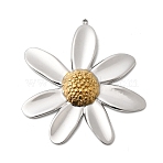 Two Tone 304 Stainless Steel Big Pendants, Golden & Stainless Steel Color, Flower Charms, 52x46.5x6.5mm, Hole: 1.4mm(STAS-B120-01GP-02)