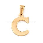 304 Stainless Steel Pendants, Golden, Initial Letter.C, 19.5x14x1.8mm, Hole: 3x7mm(STAS-F106-95G-C-01)
