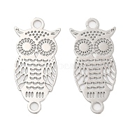 Long-Lasting Plated Brass Connector Charms, Hollow Owl Links, Platinum, 22x10x0.3mm, Hole: 2mm(KK-K336-30P)