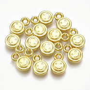 CCB Plastic Charms, Flat Round with Smiling Face, Golden, 13x8.5x3.5mm, Hole: 1.8mm(X-CCB-S160-273)