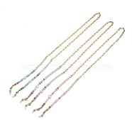 Brass Eyeglasses Chains, Neck Strap for Eyeglasses, with Polymer Clay Heishi Beads, Glass Beads, Plastic Beads, Natural Gemstone Beads, 304 Stainless Steel Lobster Claw Clasps and Rubber Loop Ends, 31.89 inch(81cm)(AJEW-EH00214)