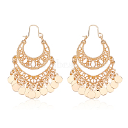 1 Pair Alloy Filligree Teardrop Chandelier Earrings for Women, Light Gold, 63x35x3mm, Pin: 0.7mm(EJEW-AN0001-50)