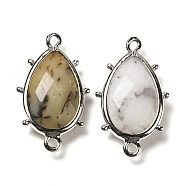 Natural African Opal Pendants, with Platinum Brass Edge, Faceted, Teardrop, 22.5x14x5.5mm, Hole: 1.6mm.(G-B009-02P-R)