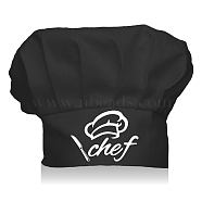 Custom Cotton Chef Hats, Black Hat, White Pattern, Tableware, 69x57mm(AJEW-WH0242-018)