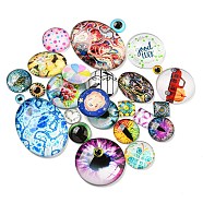 Glass Cabochons, Mixed Shapes, Mixed Color, 6~40x6~29x3~7mm, about 48Pcs/200G(FIND-XCP0002-97)