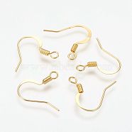 Brass French Earring Hooks, Flat Earring Hooks, Ear Wire, with Horizontal Loop, Nickel Free, Golden, 17mm, Hole: 2mm(KK-Q366-G-NF)