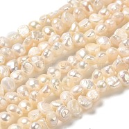 Natural Keshi Pearl Beads Strands, Cultured Freshwater Pearl Baroque Pearls, Grade 3A, Two Sides Polished, PapayaWhip, 4~4.5x4.5~5x2~3mm, Hole: 0.5mm, about 87~88pcs/strand, 13.46~13.58 inch(34.2~34.5cm)(PEAR-E017-27)