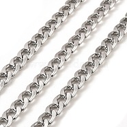 Aluminium Curb Chains, Unwelded, with Spool, Platinum, 11x7.5x2mm, about 32.81 Feet(10m)/Roll(CHA-C002-09P)