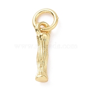 Brass Pendants, with Jump Ring, Golden, Letter Charm, Letter I, 12x3x2mm, Hole: 3mm(KK-K165-04I)