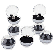 CHGCRAFT Transparent Plastic Ring Boxes, Jewelry Display Wedding Packaging Storage Case Organizer, Black, 5.2x4.9cm, 24pcs/box(OBOX-CA0001-003)