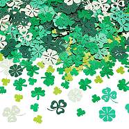 AHADEMAKER 3 Bags 3 Style Shamrock & Clover Paper Confetti, Saint Patrick's Day Confetti, for Party Decorate Supplies, Mixed Color, 13.5~34.5x14~29x0.1~0.3mm, 1 bag/style(AJEW-GA0005-31)