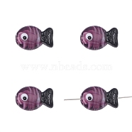 Handmade Lampwork Beads, Fish, Old Rose, 20x12mm, Hole: 2mm, about 1pc/bag(ANIM-PW0001-086H)