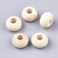 Unfinished Wood Beads, Natural Wooden Beads, Rondelle, Old Lace, 14~14.5x9mm, Hole: 5.5~6mm(X-WOOD-S053-03)