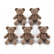 Flocky Acrylic Shank Buttons, Bear, Camel, 38~39x29.5x15mm, Hole: 3mm(X-OACR-N010-031E)