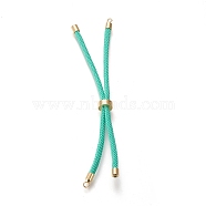 Nylon Twisted Cord Bracelet Making, Slider Bracelet Making, with Eco-Friendly Brass Findings, Round, Golden, Medium Turquoise, 8.66~9.06 inch(22~23cm), Hole: 2.8mm, Single Chain Length: about 4.33~4.53 inch(11~11.5cm)(MAK-M025-148)