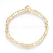 Alloy Big Pendants, Matte Style, Ring, Cadmium Free & Lead Free, Real 14K Gold Plated, 81x72x5mm, Hole: 4.5mm(PALLOY-Q357-58MG-RS)