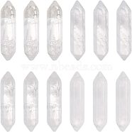 12Pcs Faceted Natural Quartz Crystal Double Terminated Points, for Wire Wrapped Pendants Making, Healing Stones, Reiki Energy Balancing Meditation Therapy Wand, No Hole/Undrilled, 30~33x9x9mm(G-OC0002-58)