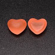 Transparent Resin Cabochons, Imitation Jell, Heart, Coral, 15.5x19x12mm(RESI-CJC0013-05D)