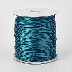 Eco-Friendly Korean Waxed Polyester Cord, Teal, 1mm, about 169.51~174.98 Yards(155~160m)/Roll(YC-P002-1mm-1110)