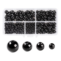 340Pcs 4 Sizes Synthetic Black Stone Beads Strands, Dyed, Round, Black, 4mm/6mm/8mm/10mm, Hole: 0.8~1mm(G-LS0001-10)