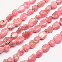 Natural Argentina Rhodochrosite Bead Strands, Nuggets, 3~14x3~14mm, Hole: 1mm, about 15.35 inch(G-L459-04)