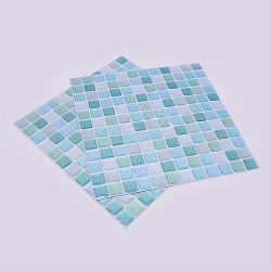 PET Plastic 3D Mosaic Wall Stickers, with Adhesive Back, for Home Living Room Bedroom Decoration, Square, Light Sky Blue, 23.6x23.6x0.1cm(AJEW-WH0126-42)