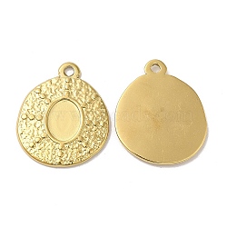 Ion Plating(IP) 304 Stainless Steel Pendant Cabochon Settings, Oval Charms, Real 18K Gold Plated, Tray: 8x6mm, 21x17.5x1.5mm, Hole: 1.5mm(STAS-L020-025G)