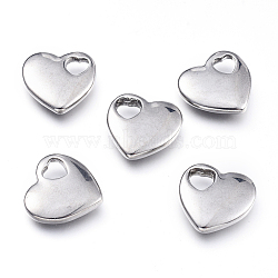 Tarnish Resistant 304 Stainless Steel Pendants, Heart, Stainless Steel Color, 14.5x15.5x3.5mm, Hole: 4.5x4.5mm(STAS-F240-12P)