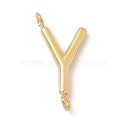 304 Stainless Steel Letter Connector Charms, Real 14K Gold Plated, Letter Y, 12x6x2mm, Hole: 1.2mm(STAS-M108-01G-25)