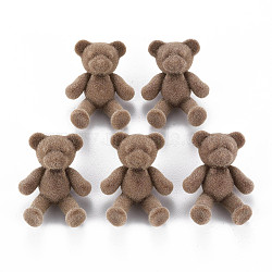 Flocky Acrylic Shank Buttons, Bear, Camel, 38~39x29.5x15mm, Hole: 3mm(X-OACR-N010-031E)