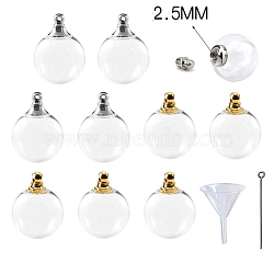 10Pcs Glass Round Bottle Pendants, with Brass Finding, Openable Urn Ashes Charmss, Clear, 16mm(PW-WG26114-04)