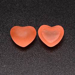 Transparent Resin Cabochons, Imitation Jell, Heart, Coral, 15.5x19x12mm(RESI-CJC0013-05D)