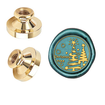 Wax Seal Brass Stamp Head, for Wax Seal Stamp, Christmas Tree Pattern, 25x14.5mm