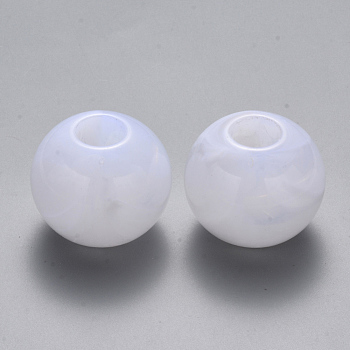 Acrylic Large Hole Beads, Imitation Gemstone Style, Rondelle, White, 36x31mm, Hole: 13mm, about 20pcs/500g