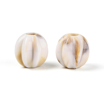 Two Tone Opaque Acrylic European Beads, Large Hole Beads, Imitation Gemstone, Lantern, Linen, 18.5x17.5mm, Hole: 6mm, about 178pcs/500g