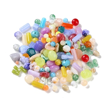 Opaque Acrylic Beads, Mixed Shapes, Mixed Color, 7.5~28x5~17x3~13mm, Hole: 1~4.3mm