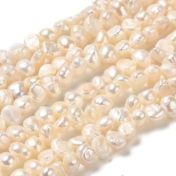 Natural Keshi Pearl Beads Strands, Cultured Freshwater Pearl Baroque Pearls, Grade 3A, Two Sides Polished, PapayaWhip, 4~4.5x4.5~5x2~3mm, Hole: 0.5mm, about 87~88pcs/strand, 13.46~13.58 inch(34.2~34.5cm)