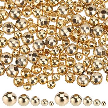 250Pcs 5 Styles 304 Stainless Steel Beads, Round, Golden, 2~6x2~5mm, Hole: 0.8~2.2mm, 50pcs/style
