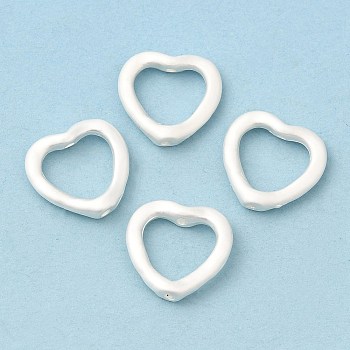 Alloy Bead Frame, Cadmium Free & Nickel Free & Lead Free, Heart, Matte Silver Color, 13.5x14x2mm, Hole: 1mm