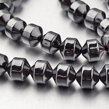 Non-magnetic Synthetic Hematite Bead Strands, Bicone, Original Color, 8x8mm, Hole: 1mm, about 50pcs/strand, 15.7 inch