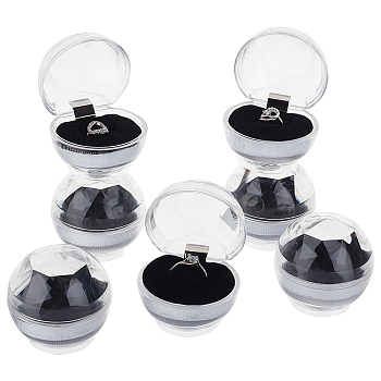 CHGCRAFT Transparent Plastic Ring Boxes, Jewelry Display Wedding Packaging Storage Case Organizer, Black, 5.2x4.9cm, 24pcs/box