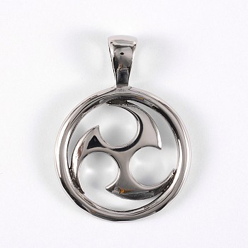 316 Surgical Stainless Steel Pendants, Flat Round, Stainless Steel Color, 46x34x3mm, Hole: 9x5mm